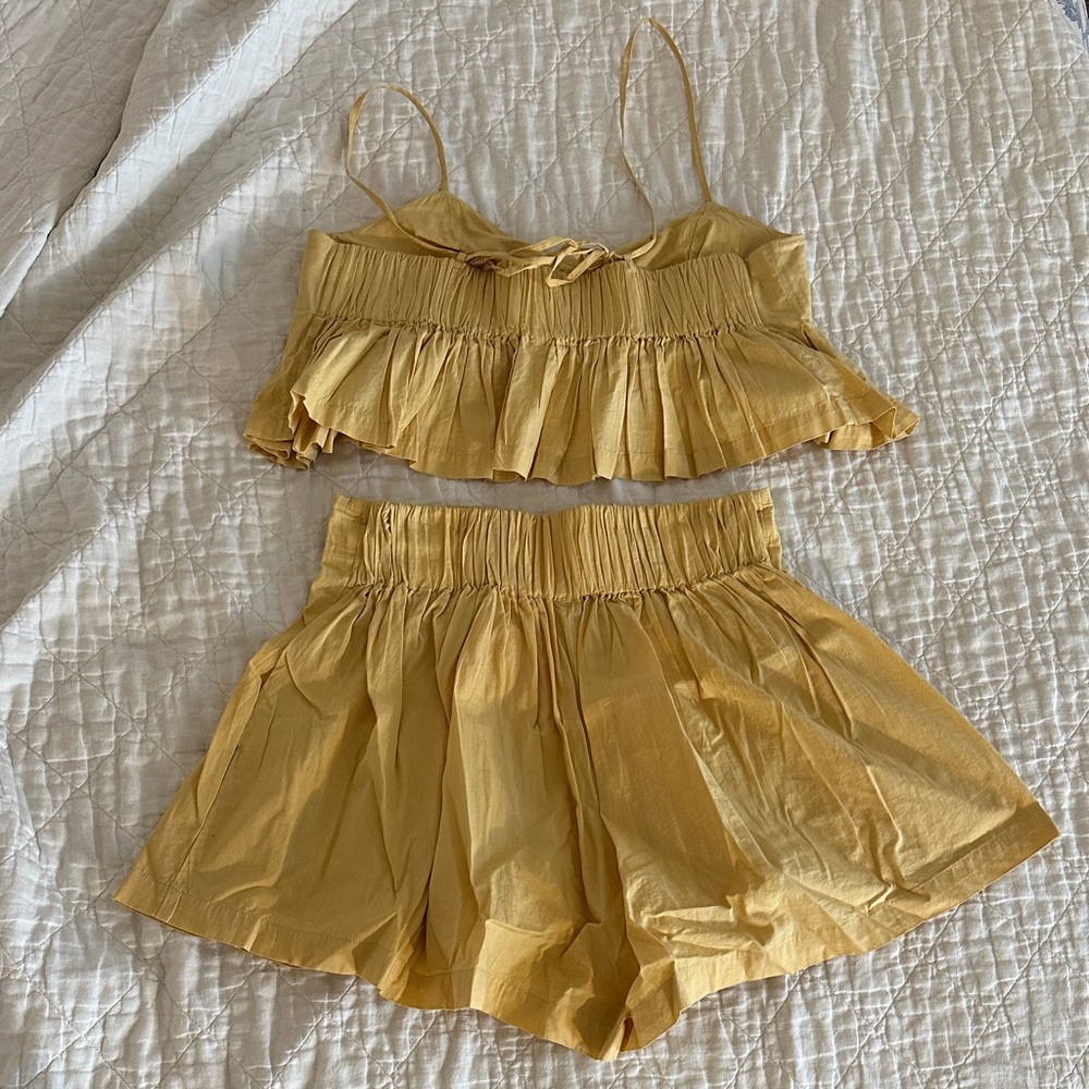 Free People Yellow Pleated Two-Piece Set - Picture 4 of 4